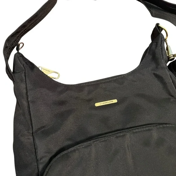 Travelon Black Anti-Theft Crossbody Bag RFID Security Organizer Pockets - Picture 2 of 6